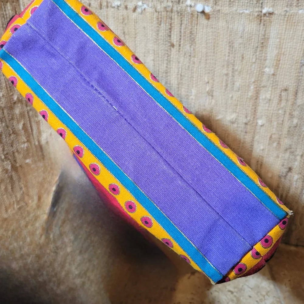 Laurel Burch Colorful Hand Printed Cat Kitty Bag Purse Tote